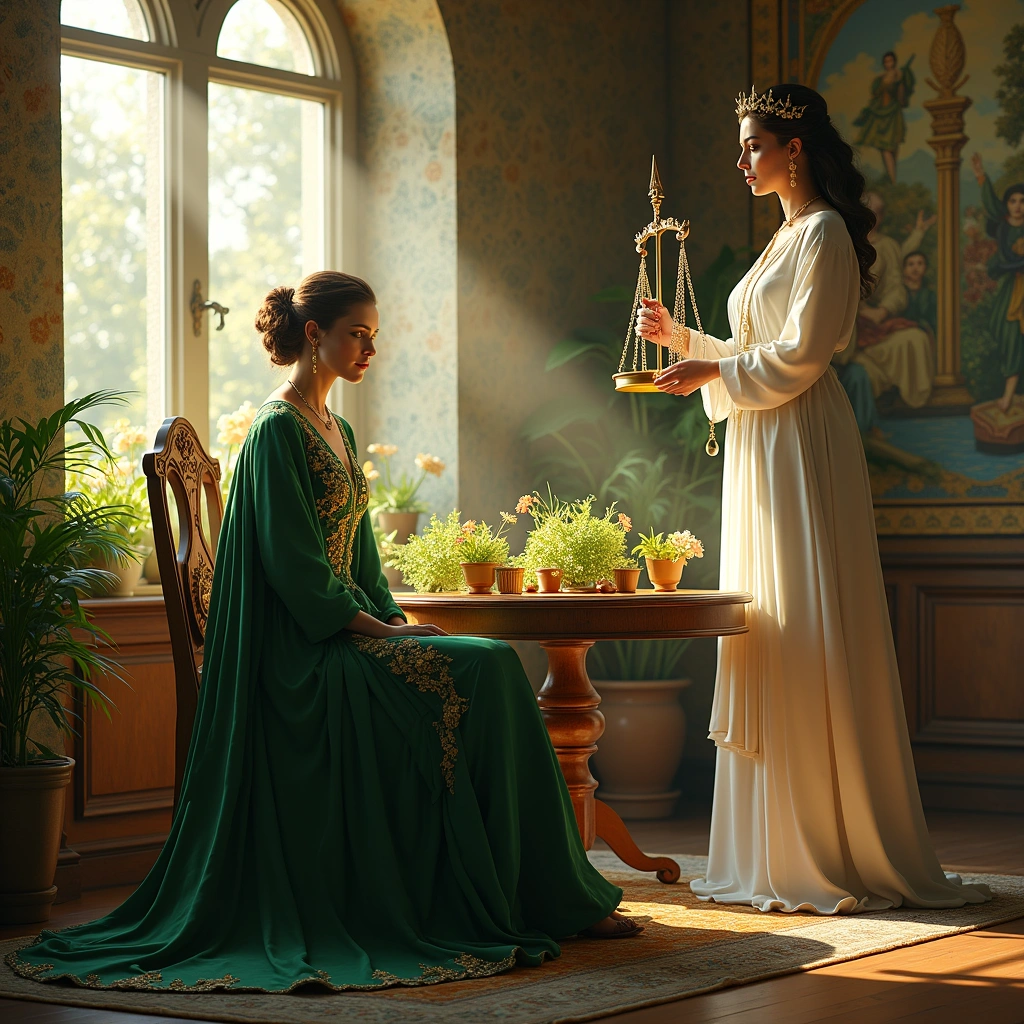 queen of pentacles and the justice