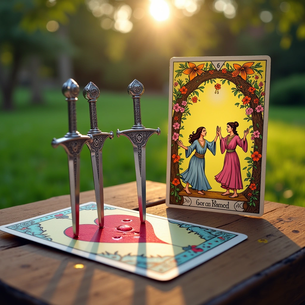 three of swords and four of wands