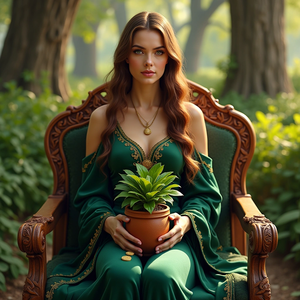 seven of pentacles and queen of pentacles