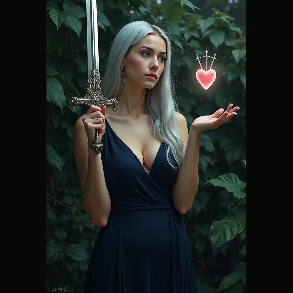 queen of swords and three of swords