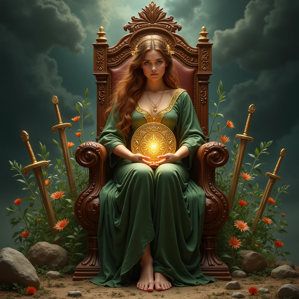 queen of pentacles and ten of swords