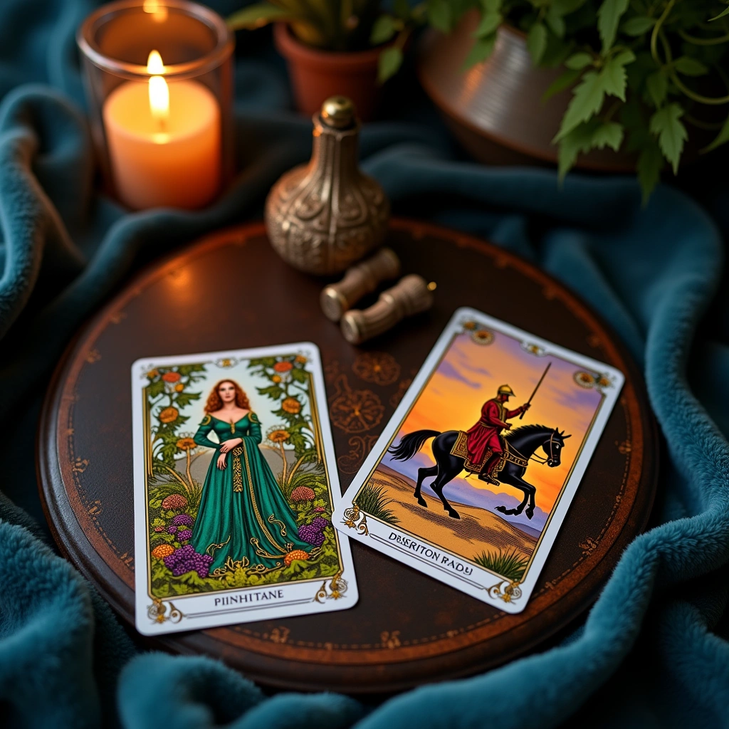 nine of pentacles reversed and knight of wands