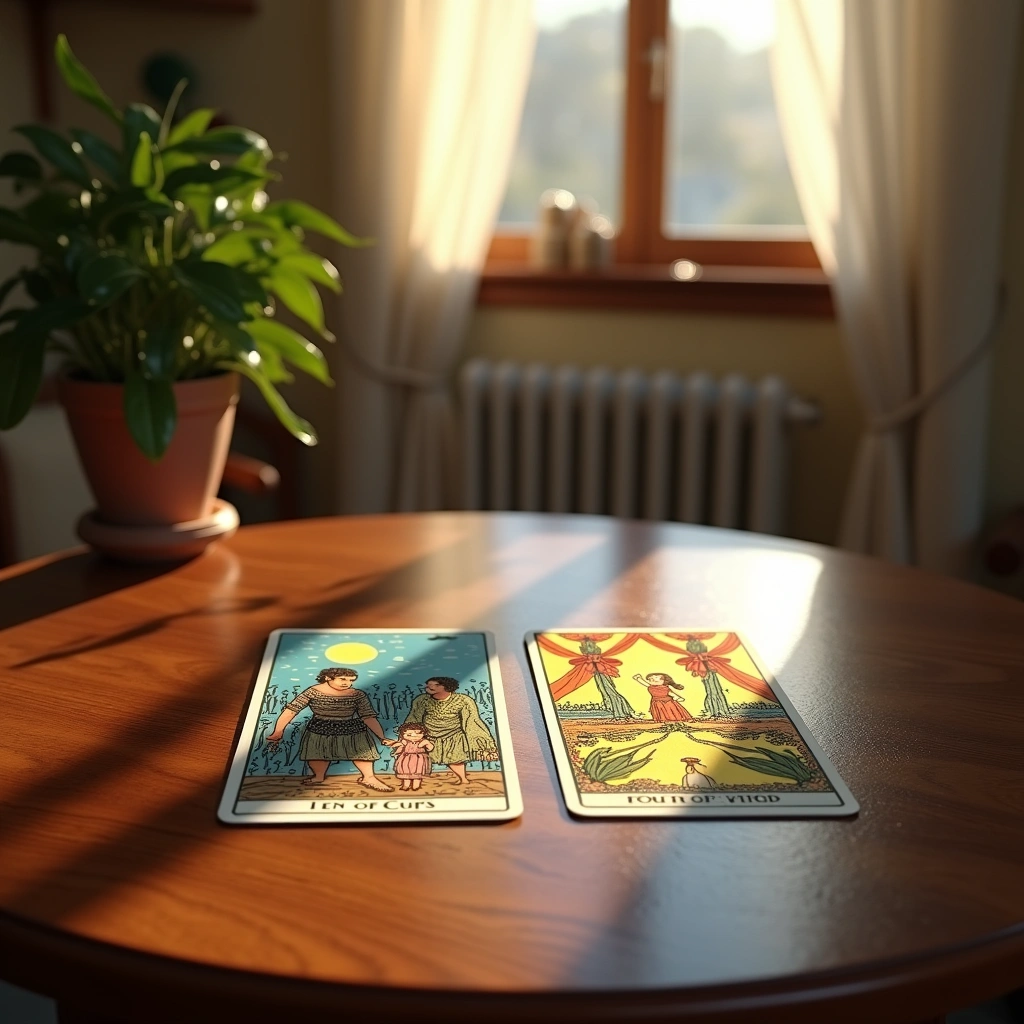 ten of cups reversed and four of wands
