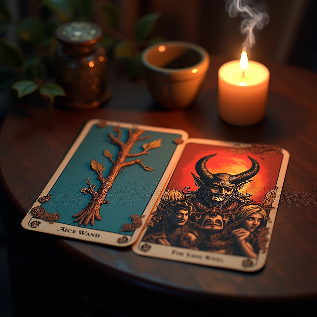 ace of wands reversed and the devil