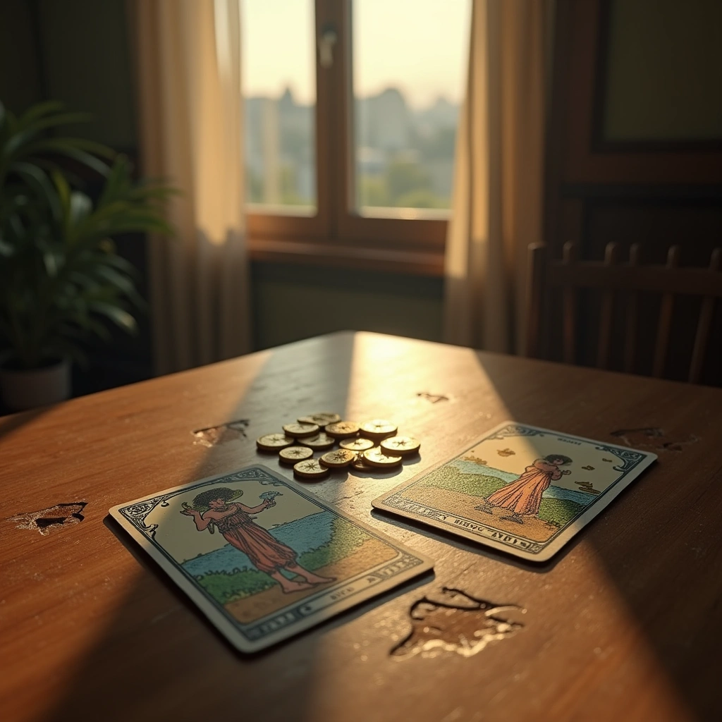 four of pentacles reversed and two of wands reversed
