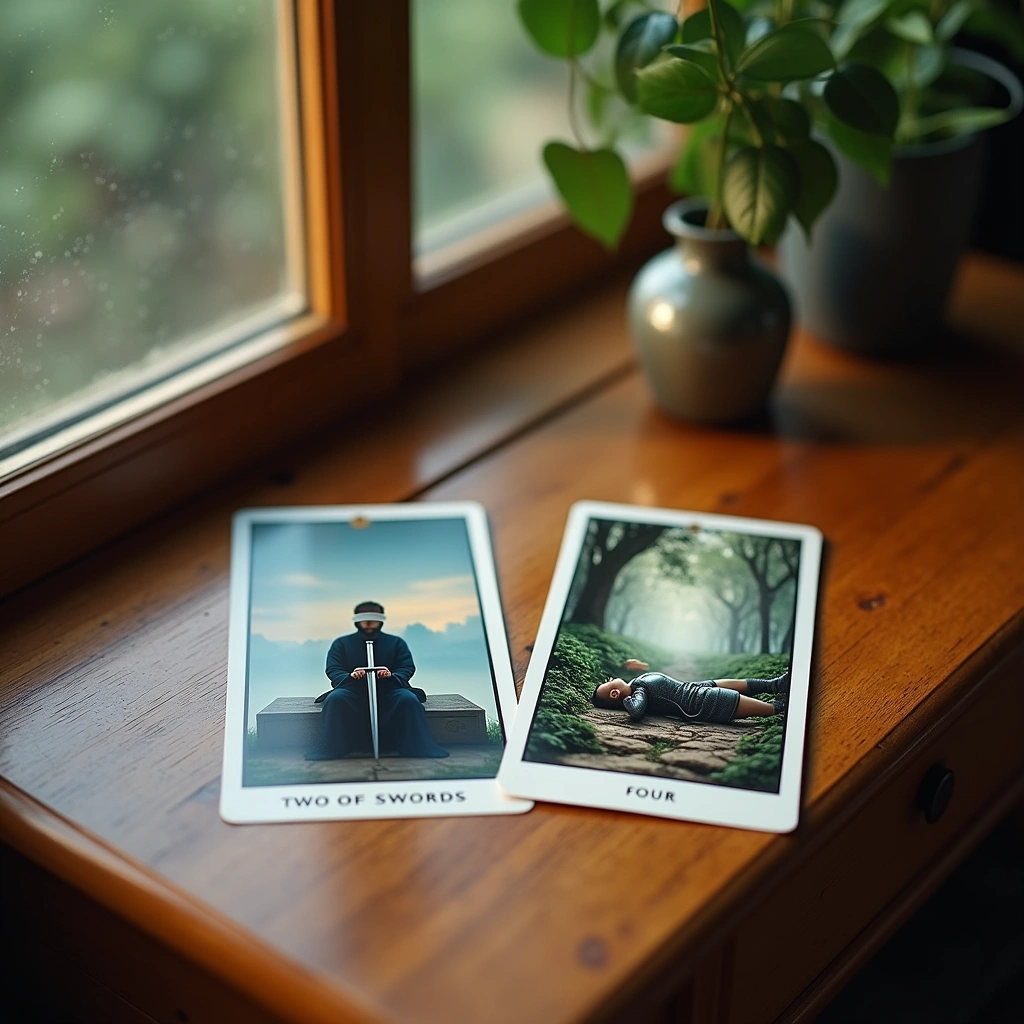 two of swords and four of swords