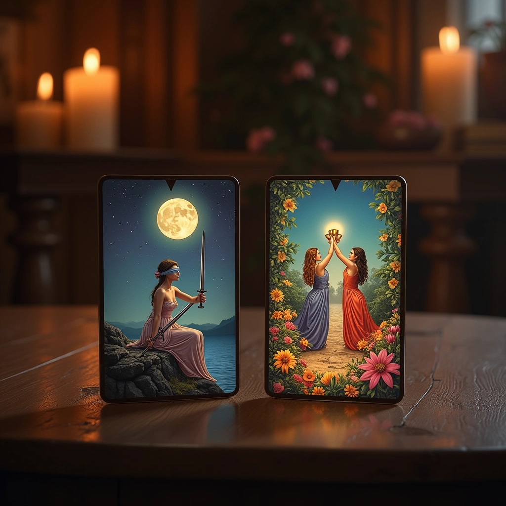 two of swords and three of cups